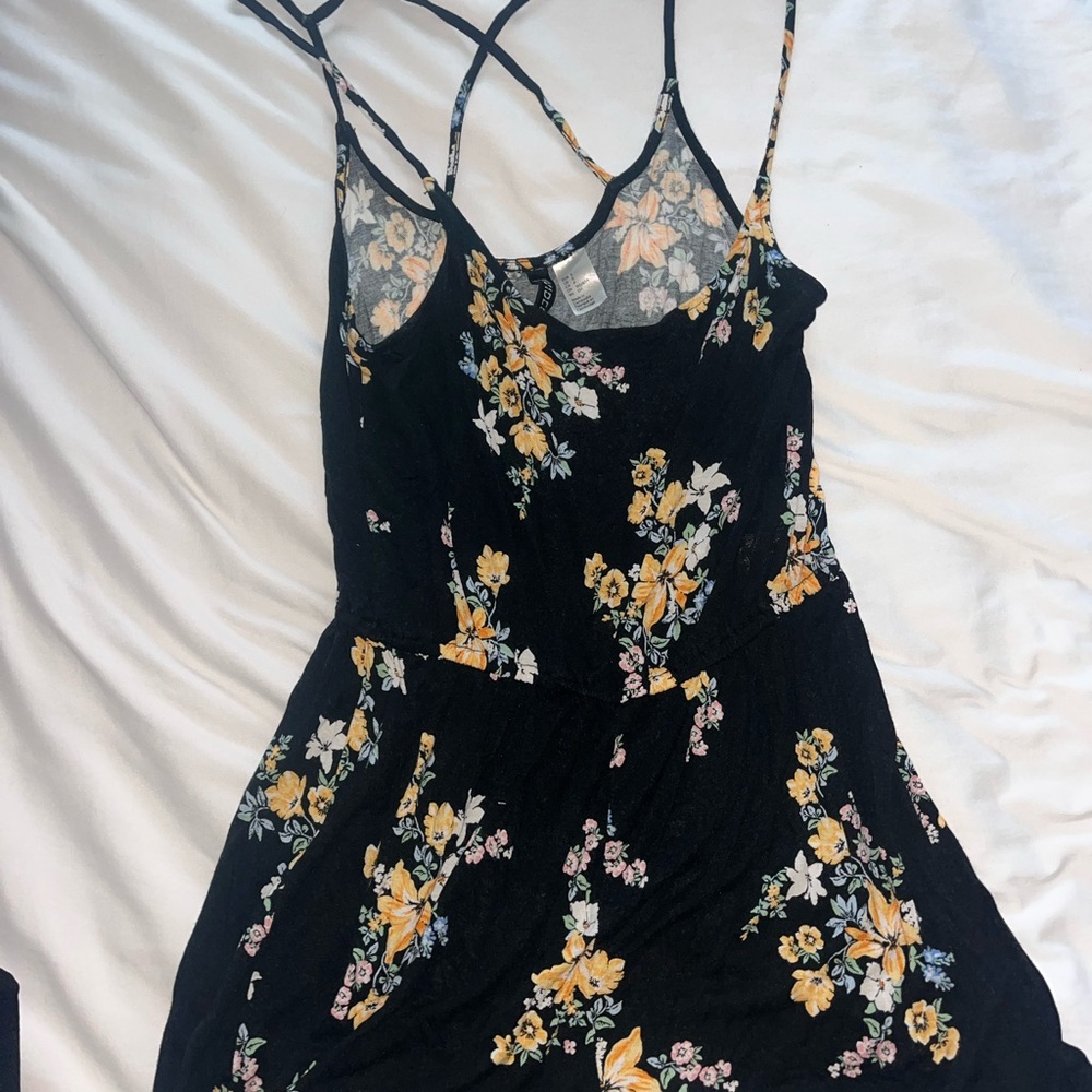 Divided Black Floral Mini Dress